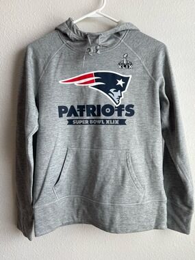 Kids Nike Gray Patriots Super Bowl XLIX Pullover Hoodie